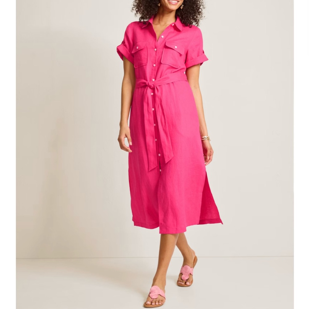 Tommy Bahama Coastalina Linen Short Sleeve Shirt Midi Dress